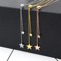 Wholesale Steel Ball Hanging Big And Small Pentagrams Necklace Korean Girls Wild Titanium Tassel Choker Chains