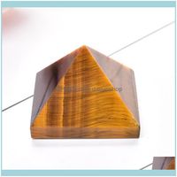 Wholesale Decorative Objects Figurines Aents Décor Garden1Pc Natural Tiger Eye Pyramid Healing Stone Chakra Reiki Crystal Point Tower Home Decor Han