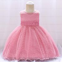 Wholesale Girl s Dresses Born Baby Girl Year Birthday Dress Pearl Decoration Toddler Christening Infant Princess Wedding Clothes Party