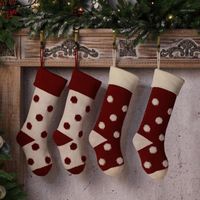 Wholesale Socks Hosiery Autumn Cute Christmas Stocking D Dot Xmas Gift Candy Treat Bag Hanging Pendant Fireplace Tree Decor