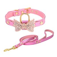 Wholesale Cute Personalized Designer Dog Leather Pet Collars Plus Grooming Service Matching Collar Leash Harness Set Comb Puppy Harness S2