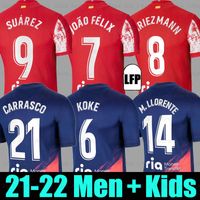 Wholesale 21 soccer jerseys SUAREZ JOAO FELIX Griezmann M LLORENTE KOKE CORREA CARRASCO R DE PAUL men women kids kit camiseta football shirts