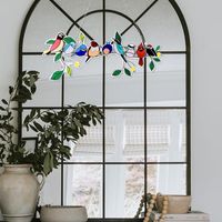 Wholesale Multicolor Birds On A Wire High Stained Glass Suncatcher Window Panel Series Ornaments Pendant Home Decoration Hanging For Doors Accessories