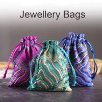 Wholesale Satin Embroidered Vintage Storage Bag Christmas Drawstring Adjustable Wedding Birthday Jewllery Packing Gift Bags Pouches