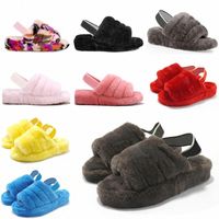 Wholesale 2021 women furry slippers fluff yeah slides sandal Australia fuzzy soft house ladies womens shoes fur fluffy sandals mens winter slipp U7OF