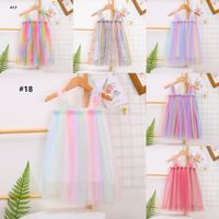 Wholesale 18 Colors INS Baby Girls Tutu Dress Kids Summer Sling Gauze Skirt Party Elegant Solid Color Agaric Lace Rainbow