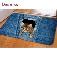 Wholesale Carpets Jeans Cat Design Warm Home Carpet Rug For Living Room Bathroom D Cute Denim Animal Dog Entrance Doormat Tapis Mats Drop