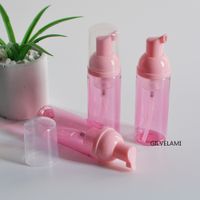 Wholesale 60ml Pink Foaming Pump Bottles Refillable Soap Foam Tubes Dispenser Cosmetic Beauty Packaging Mousse PET Material Face Cleaning Bottle