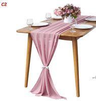 Wholesale Chiffon Table Runner x120 Inch for Romantic Wedding Decor Bridal Shower Baby Shower Birthday Party Cake Table Decorations DHB11640