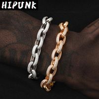 Wholesale Link Chain Miami Cuban Link Bracelet Iced Out Micro Paved CZ Gold Sivler Color Hip Hop Hand For Man Women