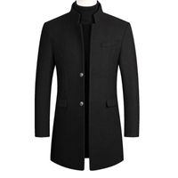Wholesale Autumn Winter Oversized Woolen Blend Coat Male Long Windbreaker Jacket Cotton Thick Warm Men Gray Mens Overcoat Men s Jackets