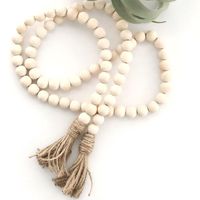 Wholesale Natural Wooden Bead Chain with Tassel Garland Northern Europe Nursery Home Décor Hand Made Wood Farmhouse Decoration