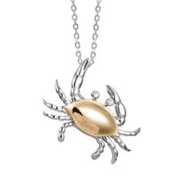 Wholesale Selling High Quality Sterling Silver Two Tone Plating Crab Pendant Necklace For Gift