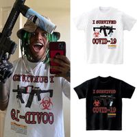 Wholesale Travis Scott t Shirt Men Hip Hop i Survived Vintage Tops White Summer Guns Streetwear