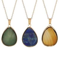 Wholesale Healing Water Drop Pendant Necklace Reiki Natural Stone Lapis Lazuli Quartz Jewelry Necklac