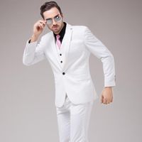 Wholesale Mens Suits Prom Wedding Groom Pieces Jacket Vest Pants Slim Fit White Tuxedo Suit Male Business Work Wear Y Men s Blazers