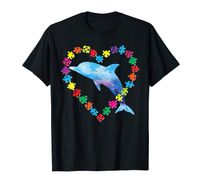 Wholesale Men s T Shirts Autism Awareness Love Strong Colorful Puzzle Dolphin T Shirt