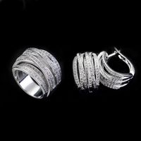 Wholesale Earrings Necklace Sale Fashion Luxurious CZ Stone White Gold Color Plated Earring And Rings Sets For Women Wedding Jewelery Accessor
