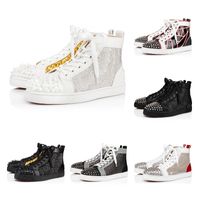 Wholesale Designer Red Bottom Casual Shoes Rivet Nail Sneakers Diamond Quality Men Women Outdoor Party Fashion Classic Leather Suede High Top Trainers With Box