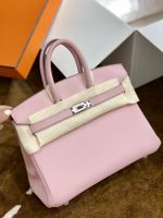 Wholesale Pink Brand purse cm fully handmade quality swift leather wax line stitching gold and silver hardware many colors for chosen by order only days to make