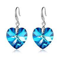 Wholesale Low Price New Twinkling Ocean Heart Crystal Earring Multicolor Amethyst Eardrop Fashion Jewelry Fine Accessories Ear Hook Stud Ornament