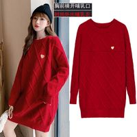Wholesale 1018 Autumn Winter Thicken Warm Knitted Maternity Nursing Sweaters Fashion Loose Feeding Pullovers Clothes for Pregnant Women Y1010