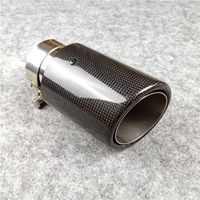 Wholesale 1 Piece Length mm Exhaust Pipe Car Universal Glossy black Crimping AK Carbon fiber Nozzles Replacement Akrapovic Stainless Steel Muffler tip