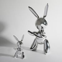 Wholesale Decorative Objects Figurines Nordic Creative Cartoon Silver Display Jeff Koons Sculpture Abstract Art Home Accessories