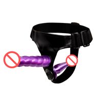 Wholesale Fashion Double Dildo Strap on Dong LES Female Harness Dick Anal Plug Water proof Sexual Toys for Same Sex Couples BW