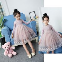 Wholesale Girl s Dresses Girls Fashion Lace Princess Dress Baby Kids Long Sleeved Children s Wear Clothes Cotton Gauze Embroidered One Piece B78