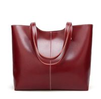 Wholesale HBP womens purses handbags Oil Wax Leather Large Capacity Tote Bag Casual Women Shoulder Bags wine red color