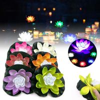 Wholesale Night Lights LED Waterproof Floating Lotus Light Battery Operated Artificial Lily Flower Lamp Pond Pool Garden Fish Tank Water Decor