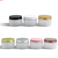 Wholesale 120g Empty Frost Pet cream jar oz Make Up Plastic Cream bottle with aluminum cap cosmetic container packaginggoods qty
