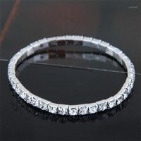 Wholesale Bride Accessories High Quality Japanese Korean Elasticity Man made Diamond Bracelets Hand Row To Rows Jewelry Bangle