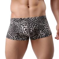 Wholesale Underpants Flat Angle Sexy Low Waist Sweat Absorbing Men s Underwear Leopard Print Boxer Briefs Mens