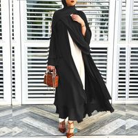 Wholesale Ethnic Clothing Muslim Dress For Women Summer Solid Color Chiffon Thin Abaya Soft Long Cardigan Robes Fashion Morocco Veiled Clothes