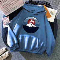 Wholesale Japan Fuji Mountain Men Hoodies Vintage Warm Sweatshirt Fashion Loose Unisex Thicken Sweatshirts Personality Crewneck Pullovers