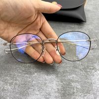 Wholesale high quality Crosin sine metal round frame eyeglasses personality silver short sighted flat glasses for men and women