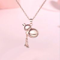 Wholesale Creative Gourd Necklace Female Solid Ball Blessing Bag Tassel White Copper Pendant Clavicle Chain Year Gift Necklaces