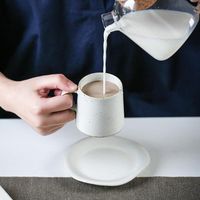 Wholesale Mugs Nordic White Glaze Ceramic Mug Creative Breakfast Water Milk Coffee Cup Office Drinking Gift Dessert Saucer