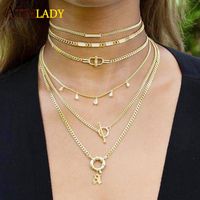 Wholesale European Women mm Oval Link Chain Jewelry High Quality Gold Color Plated Classic Simple Collar Toggle Clasp Cuban Necklace Pendant Necklace