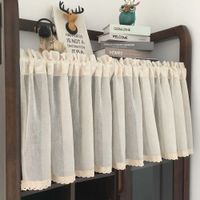 Wholesale Rustic style Half Curtain For Kitchen Beige Cotton Linen Cabinet Door Tulle Short Curtain Home Bar Coffee Shop Decor Custom Made