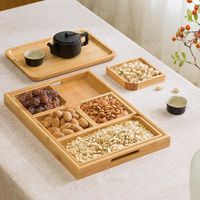 Wholesale Dishes Plates Snack Plate Tray Bamboo Organizer Kitchen Vintage Cake Display Stand Fruit Bowl Tea Sushi Plateau Bois Table Ware For Home C