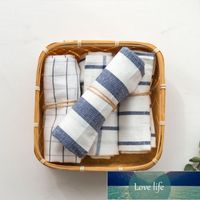 Wholesale 1piece high quality Blue white check striped tea towel kitchen towel napkin table cloth cotton yarndye fabric