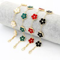 Wholesale New Five Leaf Clover Chain Bracelet for Women Gold Color Flower Pattern Design Charm Bracelets Woman Accesories Jewelry Gift