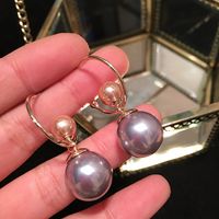 Wholesale Vintage bright elegant purple pink pearl earrings new fashion luxury designer circular hook stud earrings for woman girls S925 silver post