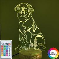 Wholesale 3D Pet Dogs LED Illusion Night Light Bedside Nightlight Acrylic Bernese Mountain Dog Lamp Smart Phone Control Kids Birthday Gift