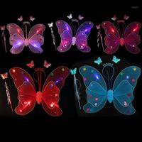 Wholesale Party Decoration Girl LED Angel Butterfly Wings Set Fairy Wand Headband Princess Carnival Costume Halloween Christmas Birthday Favors