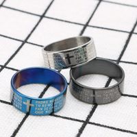 Wholesale Scripture Cross Band Ring Stainless Steel Bible Accessories Bracelet Couple Jewelry Punk Fashion Trend