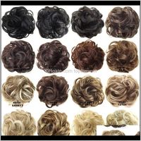 Wholesale Extensions Products Drop Delivery Rubber Rope Chignons Colors Buns Ladies Fashion Messy Elastic Wave Kinky Curly Synthetic Hairpieces